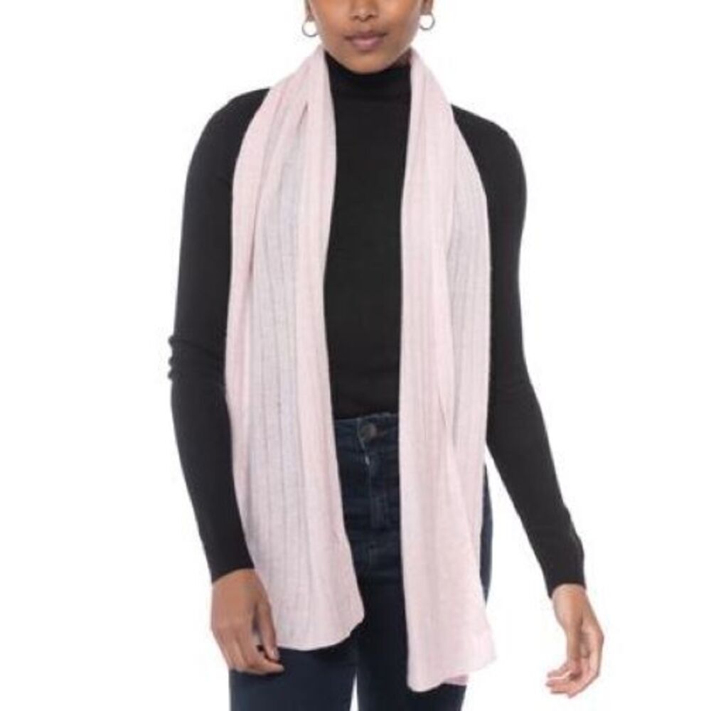 Charter Club Ribbed Cashmere Muffler Scarf Blush New with Tags